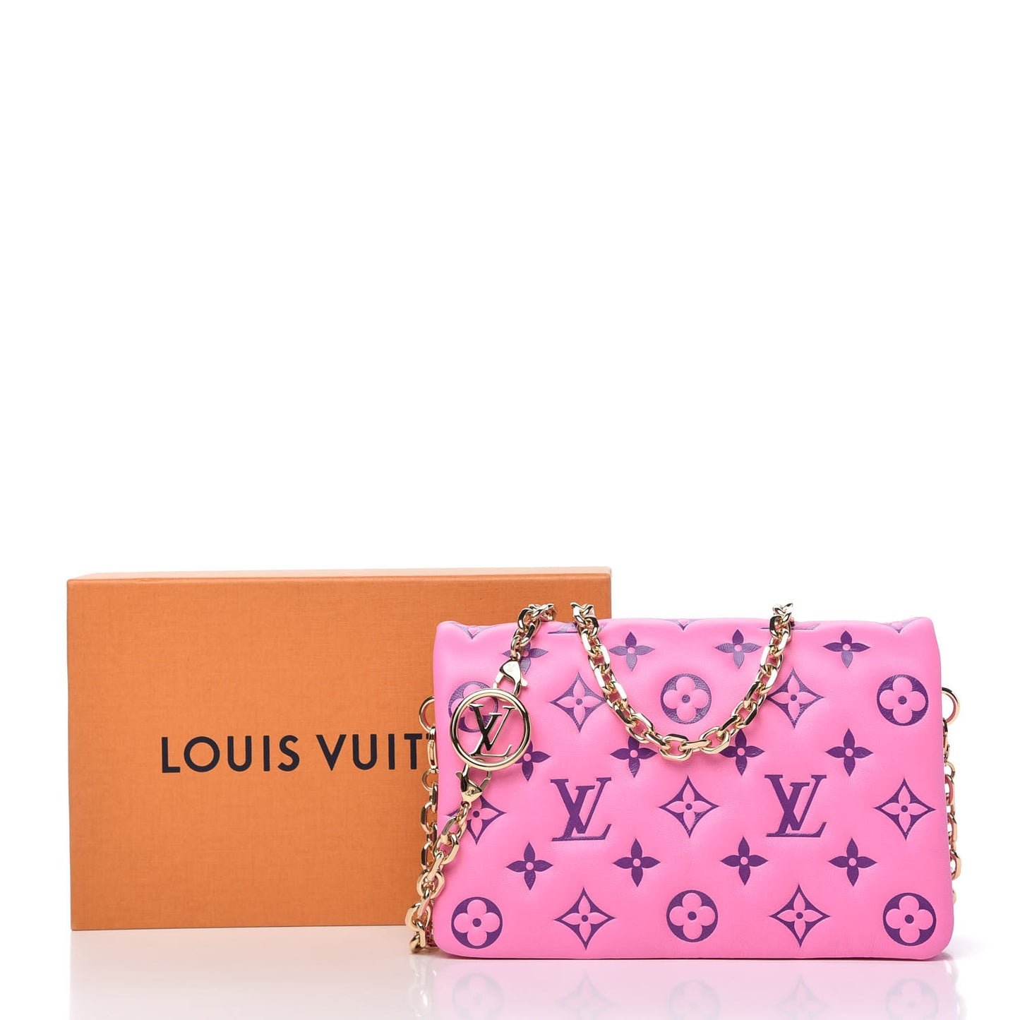 Lambskin Embossed Monogram Vuittamins Pochette Coussin Rose Violet