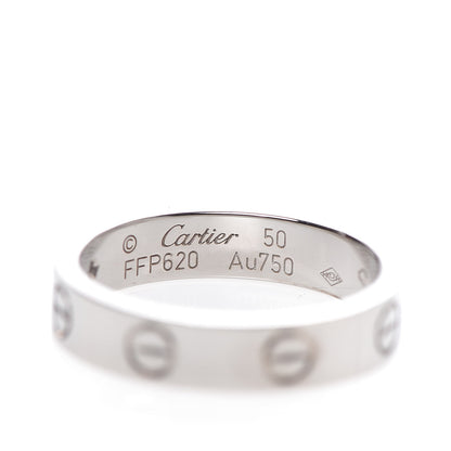 Cartier 18K White Gold Diamond 4mm LOVE Wedding Band Ring 50 5.25 4 of 5