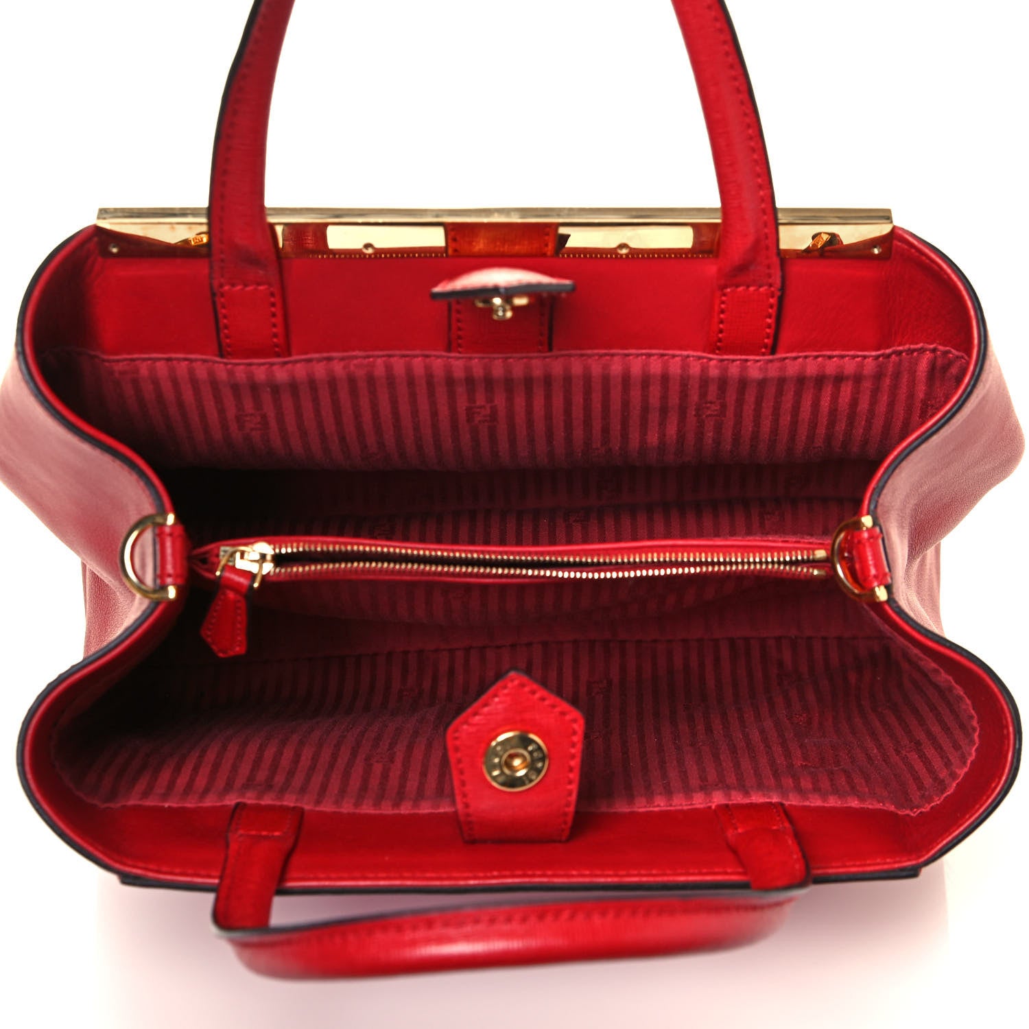 Fendi Vitello Elite Flamingo Petite 2Jours Tote Mattone 5 of 13