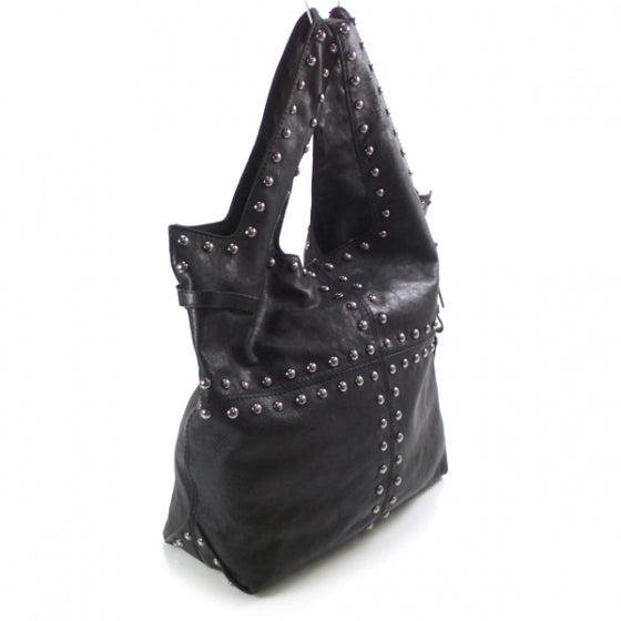 Leather Studded George V Bag Black
