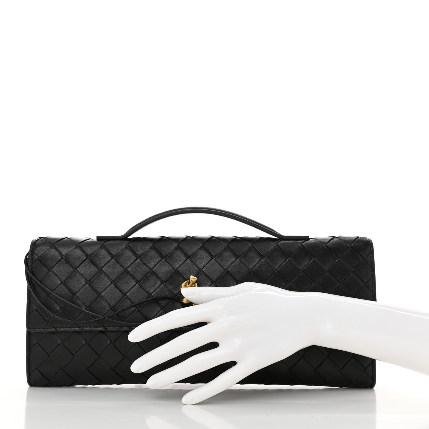 Nappa Intrecciato Long Andiamo Top Handle Clutch Black