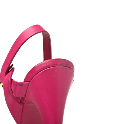Saint Laurent Calfskin Tribute 105 Platform Sandals 39.5 Fuchsia 27 of 28