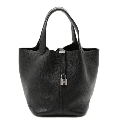 Hermes Taurillon Clemence Picotin Lock 22 MM Black 1 of 9