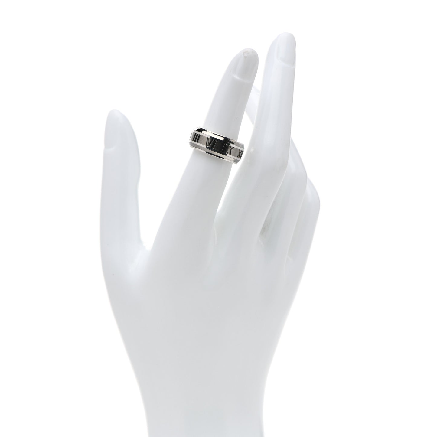 Sterling Silver Titanium Atlas Band Ring 50 5.5