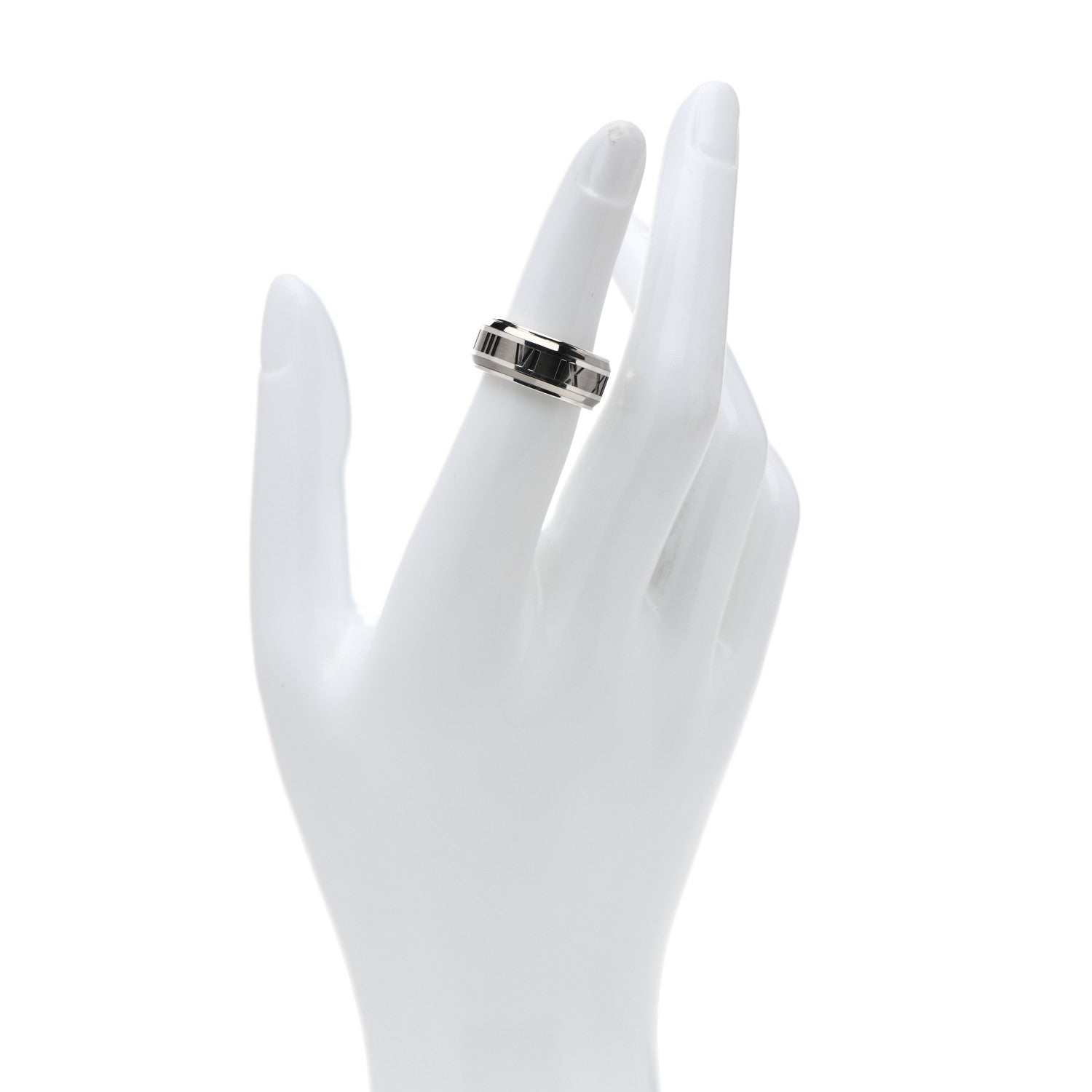 Tiffany Sterling Silver Titanium Atlas Band Ring 50 5.5 2 of 5
