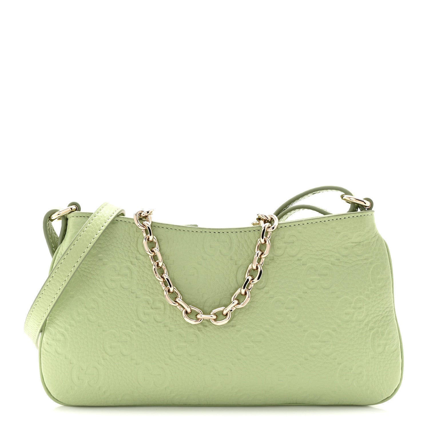 Gucci GG Grainy Calfskin Emblem Super Mini Shoulder Bag Sage Leaf 1 of 11