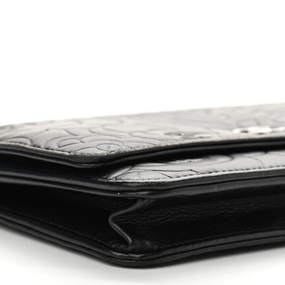Chanel Lambskin Camellia Embossed Wallet on Chain WOC Black 10 of 11