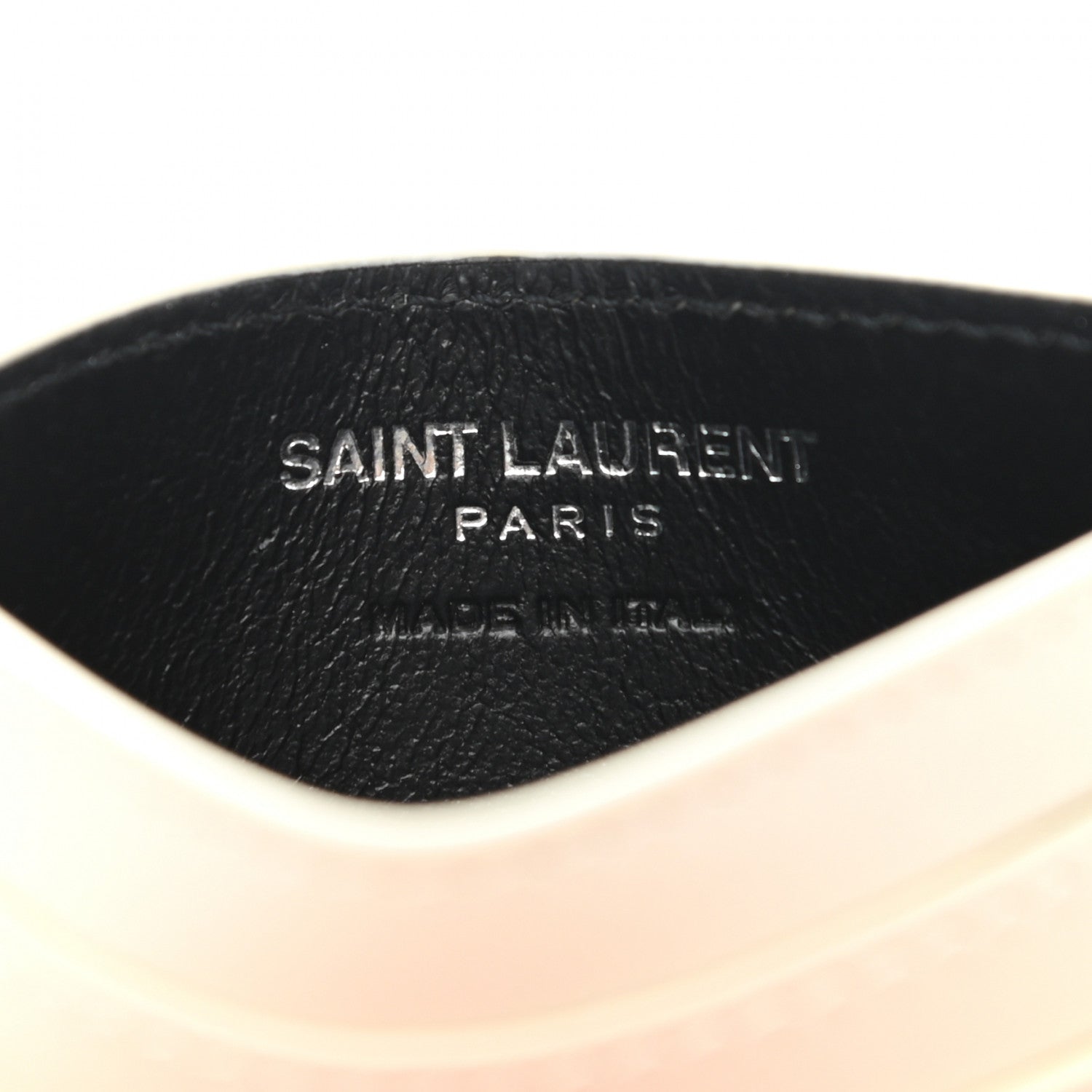 Saint Laurent Calfskin Embossed Logo Card Case Ivory 6 of 7