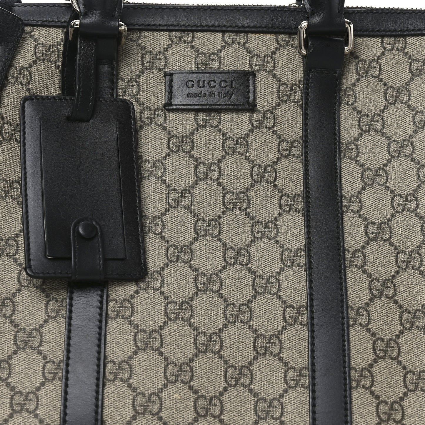 GG Supreme Monogram Selleria Calfskin Medium Duffle Beige Ebony Black