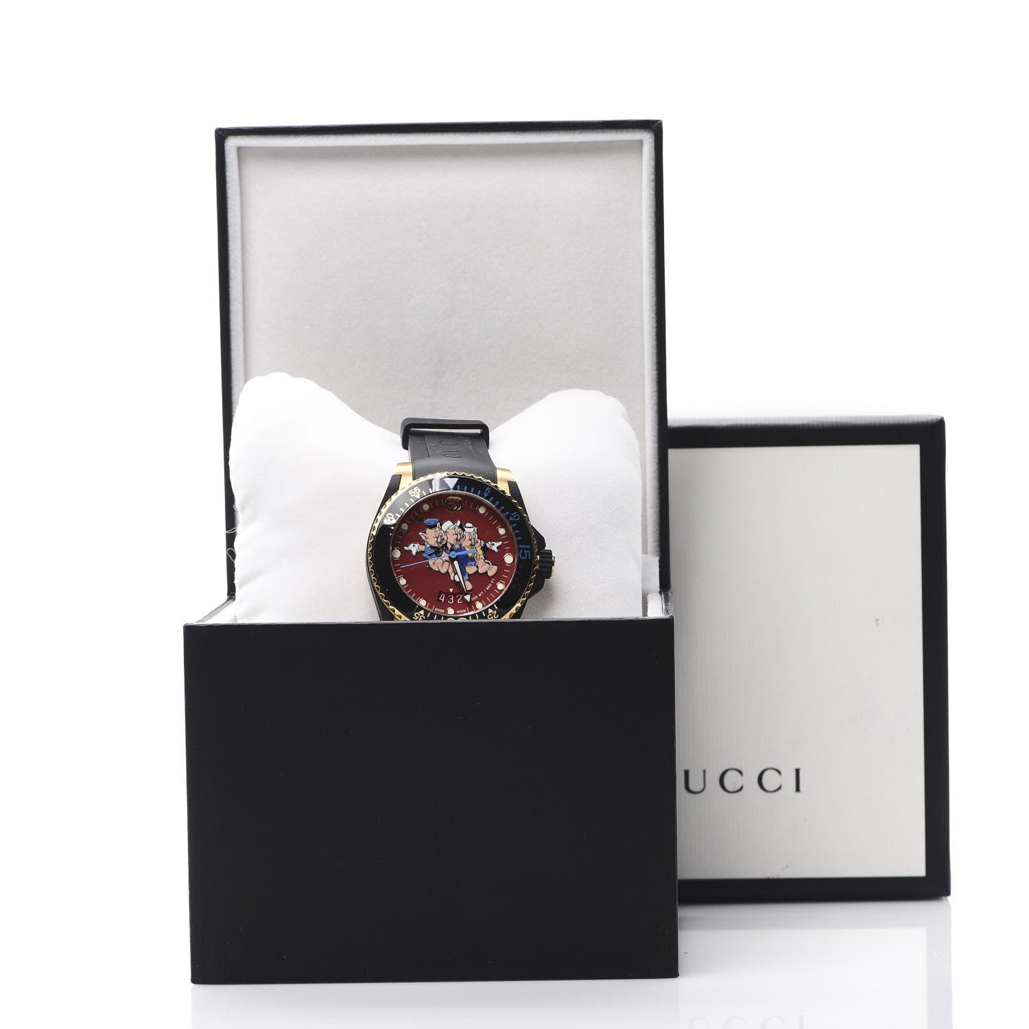 Gucci X DISNEY Stainless Steel Rubber 40mm Three Little Pigs Dive Quartz Watch 7 of 7