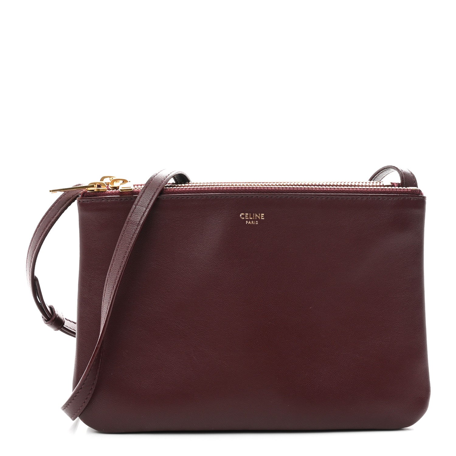 Celine Lambskin Small Trio Crossbody Bag Burgundy 1 of 12