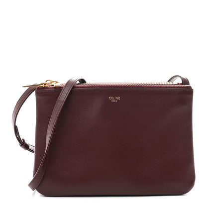 Celine Lambskin Small Trio Crossbody Bag Burgundy 1 of 12