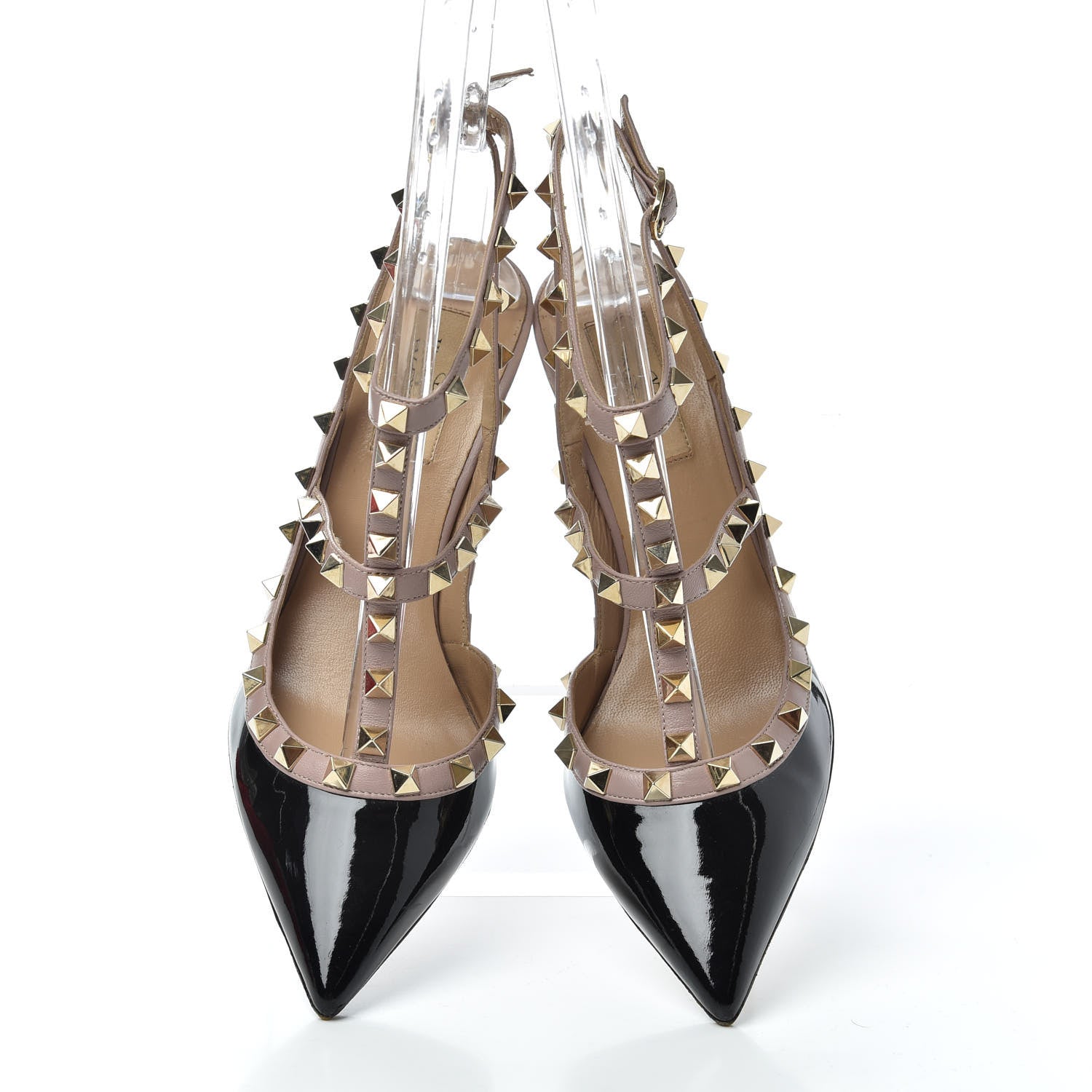 Valentino Garavani Patent Nappa Rockstud Ankle Strap 100mm Pumps 37.5 Black Poudre 5 of 9