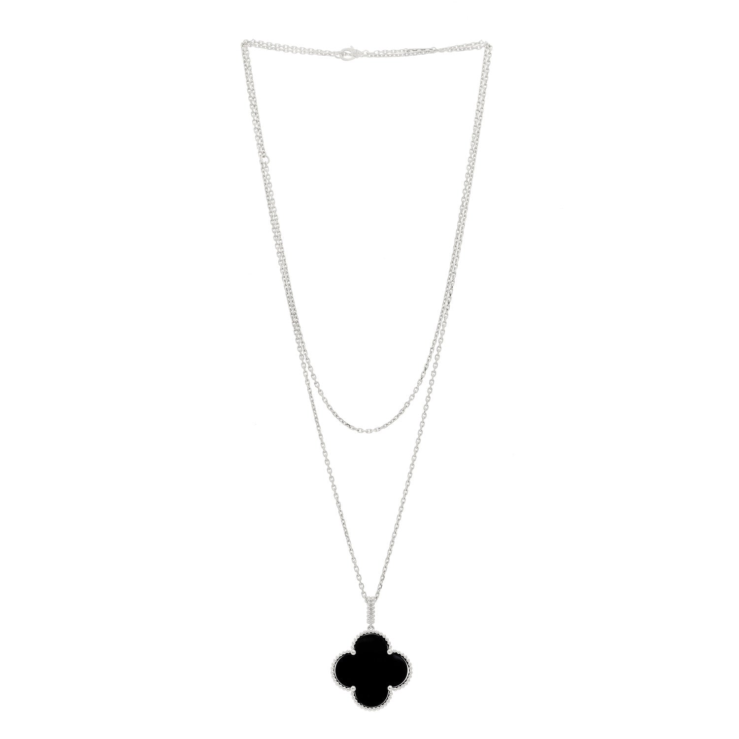 Van Cleef & Arpels 18K White Gold Black Onyx Magic Alhambra Pendant Necklace 3 of 5