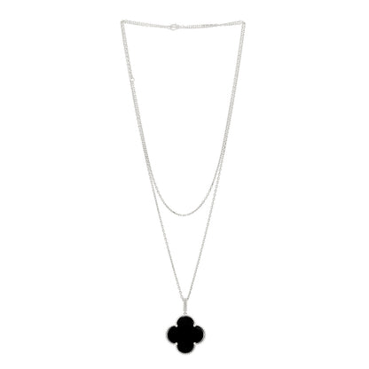 Van Cleef & Arpels 18K White Gold Black Onyx Magic Alhambra Pendant Necklace 3 of 5