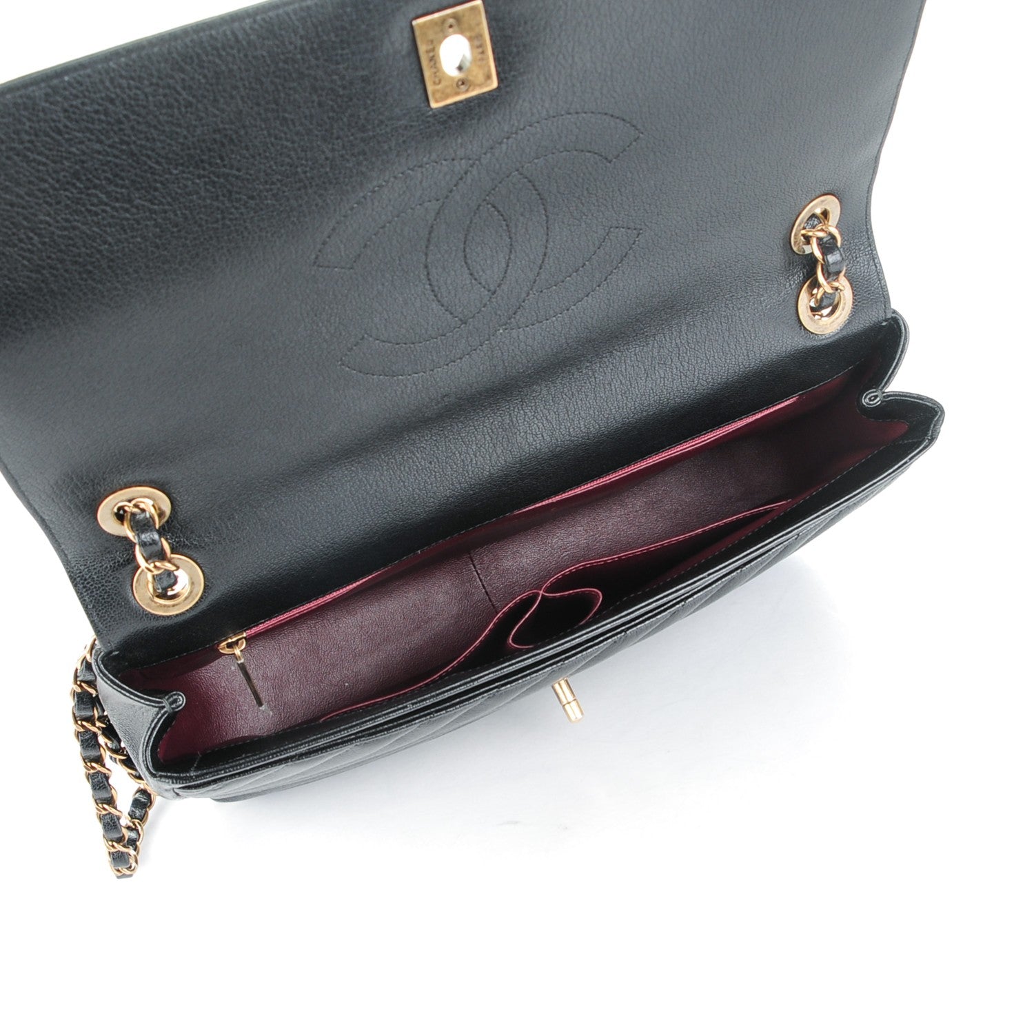 Chanel Shiny Goatskin Diagonal Quilted Medium Flap Black 5 of 8