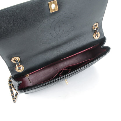 Chanel Shiny Goatskin Diagonal Quilted Medium Flap Black 5 of 8