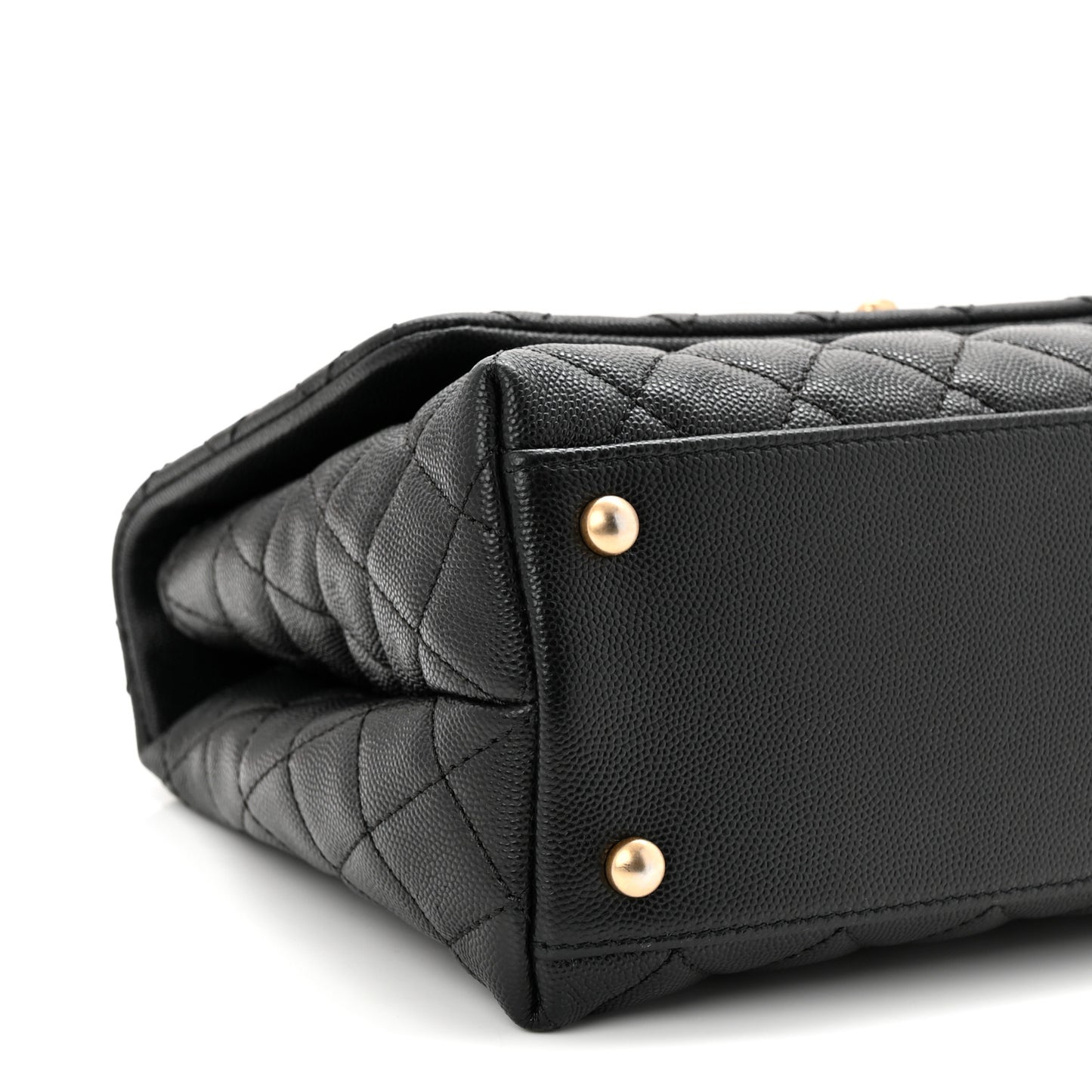 Caviar Lizard Embossed Quilted Small Coco Handle Flap Black