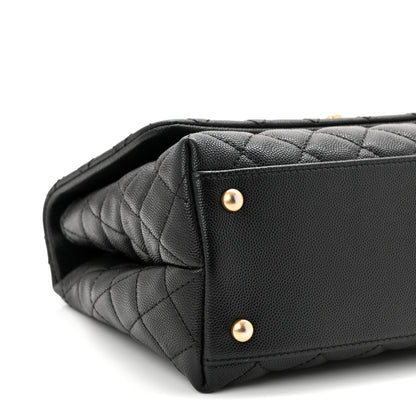 Chanel Caviar Lizard Embossed Quilted Small Coco Handle Flap Black 9 of 10