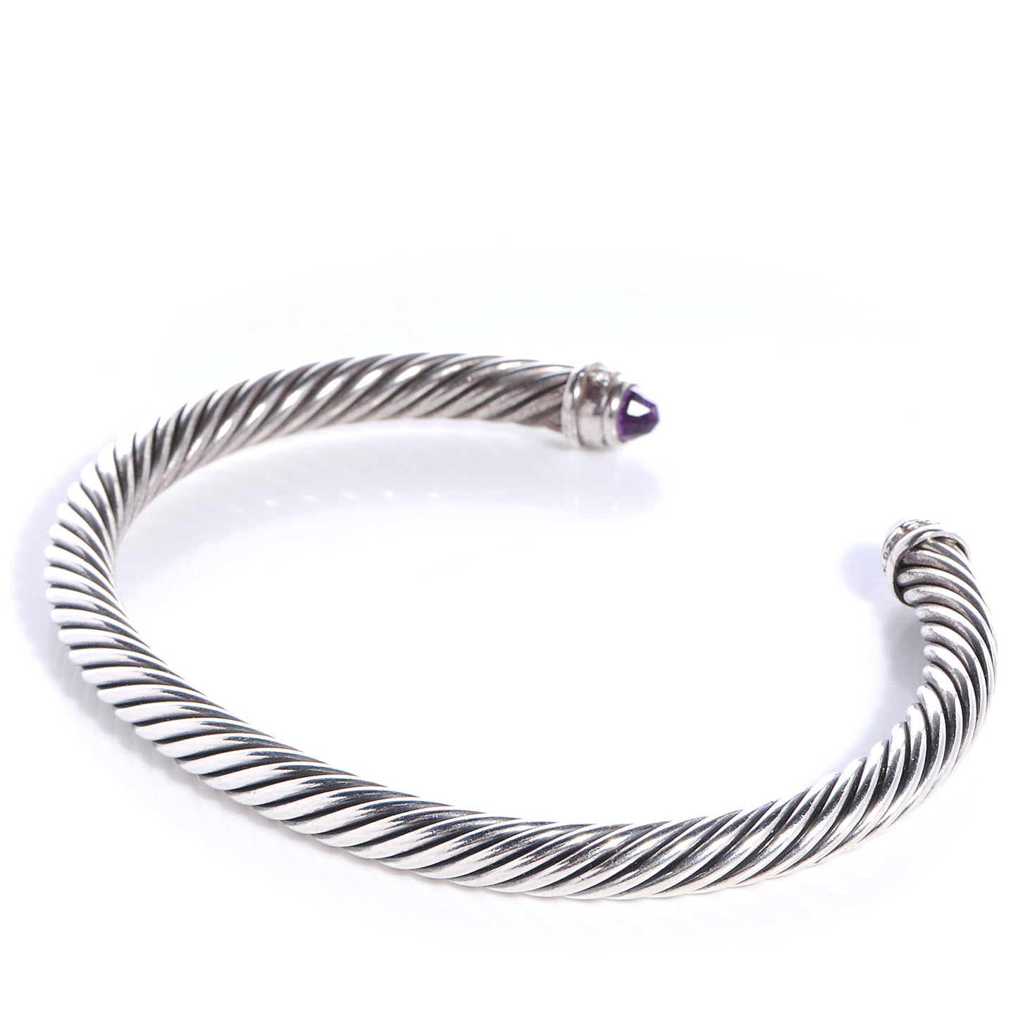 Sterling Silver Diamond Amethyst 5mm Cable Classics Bracelet