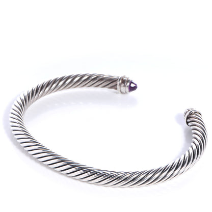 David Yurman Sterling Silver Diamond Amethyst 5mm Cable Classics Bracelet 3 of 6