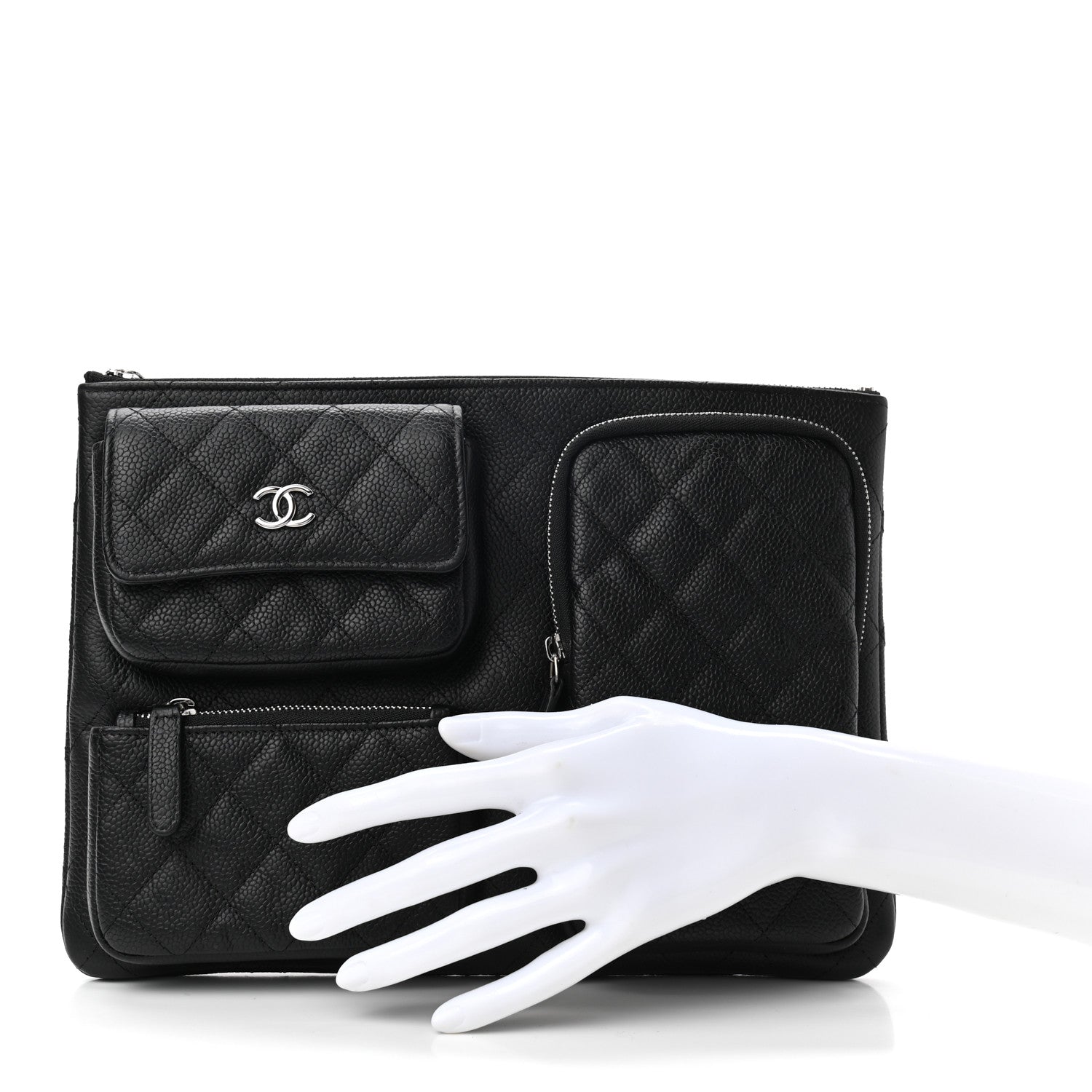 Chanel Caviar Quilted Zipped Multi Pouch Black 2 of 7