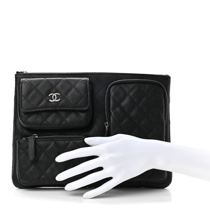 Chanel Caviar Quilted Zipped Multi Pouch Black 2 of 7