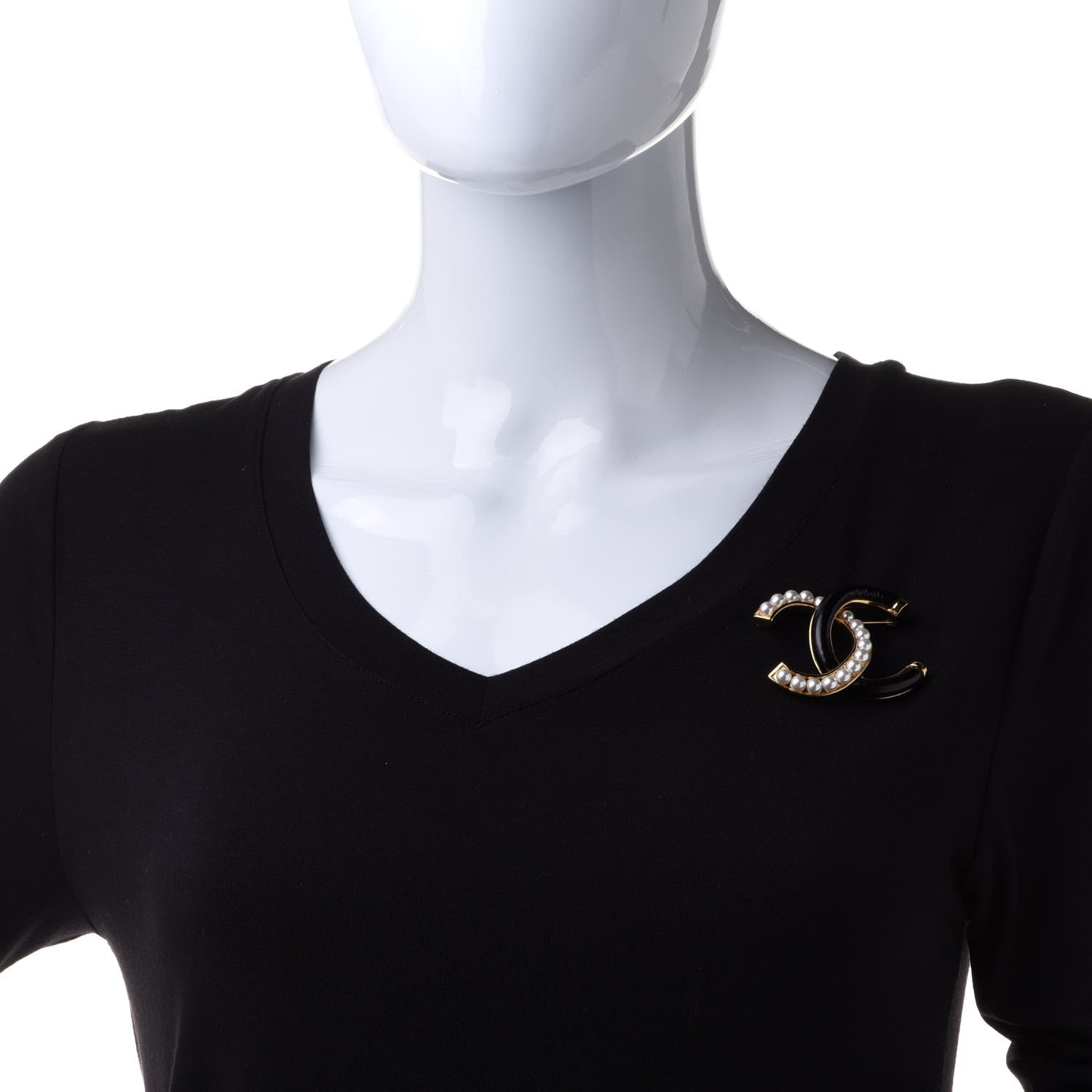 Chanel Pearl CC Brooch Black Gold 2 of 5