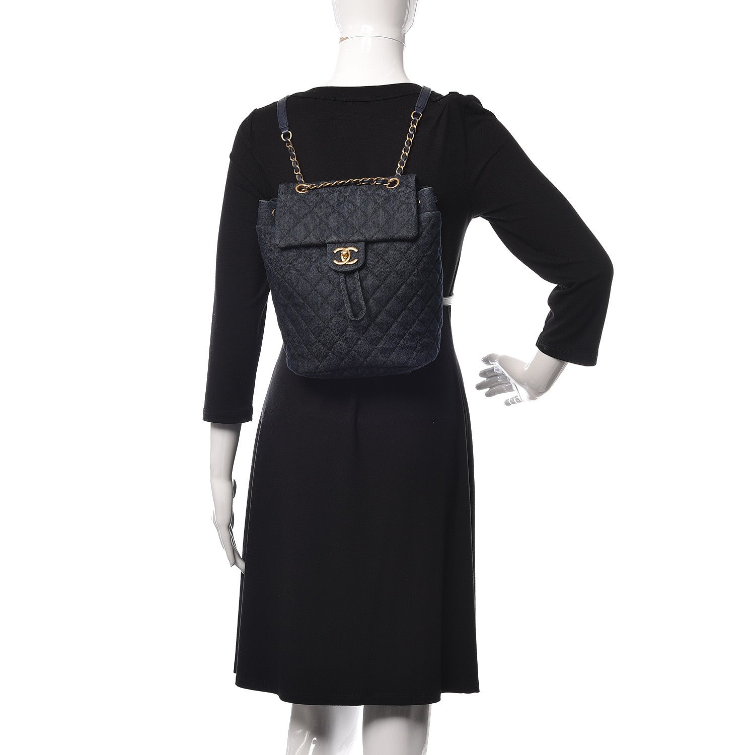 Chanel Washed Denim Quilted Small Urban Spirit Backpack Dark Blue 2 of 10