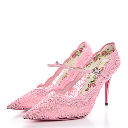Gucci Lace Pizzo Venice Pumps 38.5 Sugar Pink 3 of 8