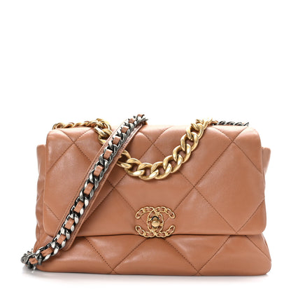 Chanel Lambskin Quilted Large Chanel 19 Flap Brown 1 of 8