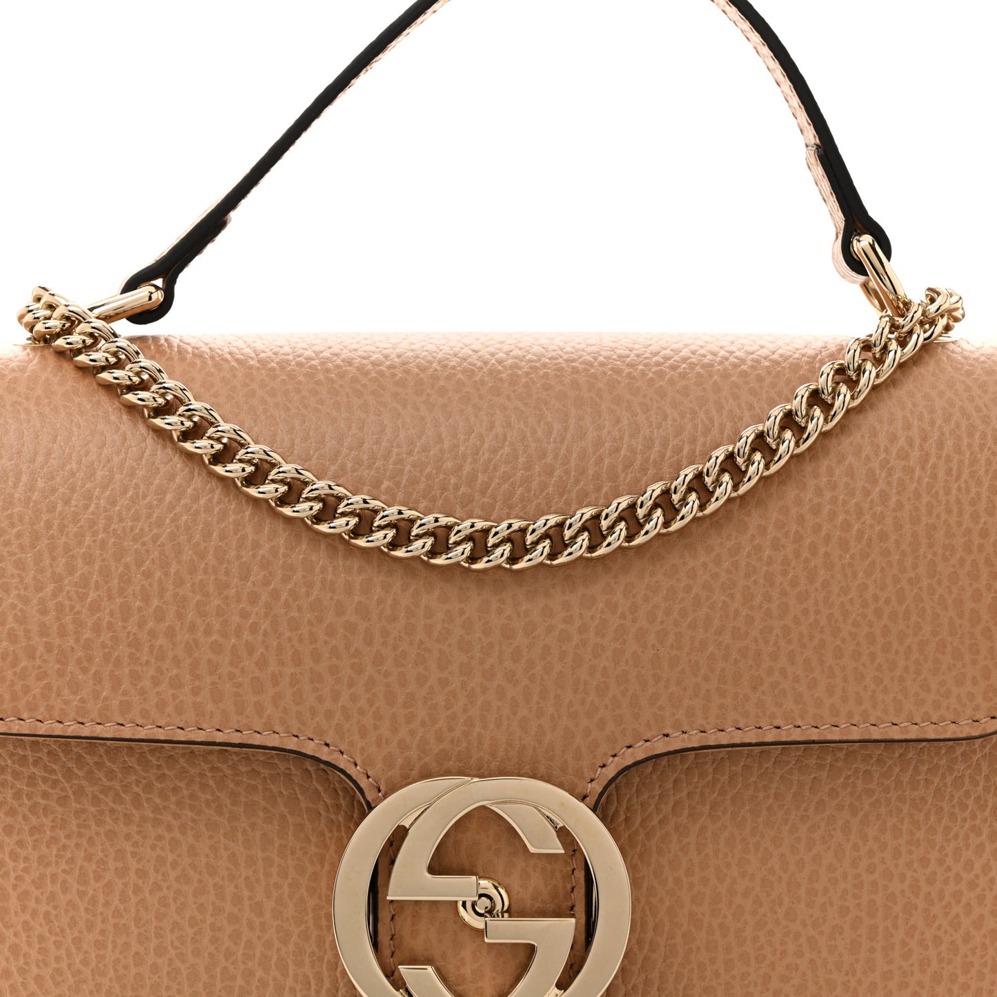 Dollar Calfskin Small Interlocking G Shoulder Bag Camelia