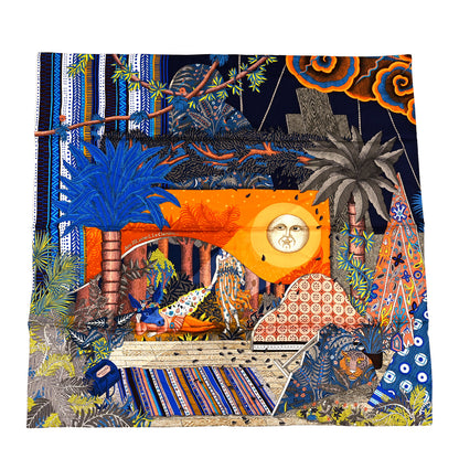 Hermes Silk Acte III Scene I La Clairiere Scarf 90 Marine Orange Bleu 1 of 3