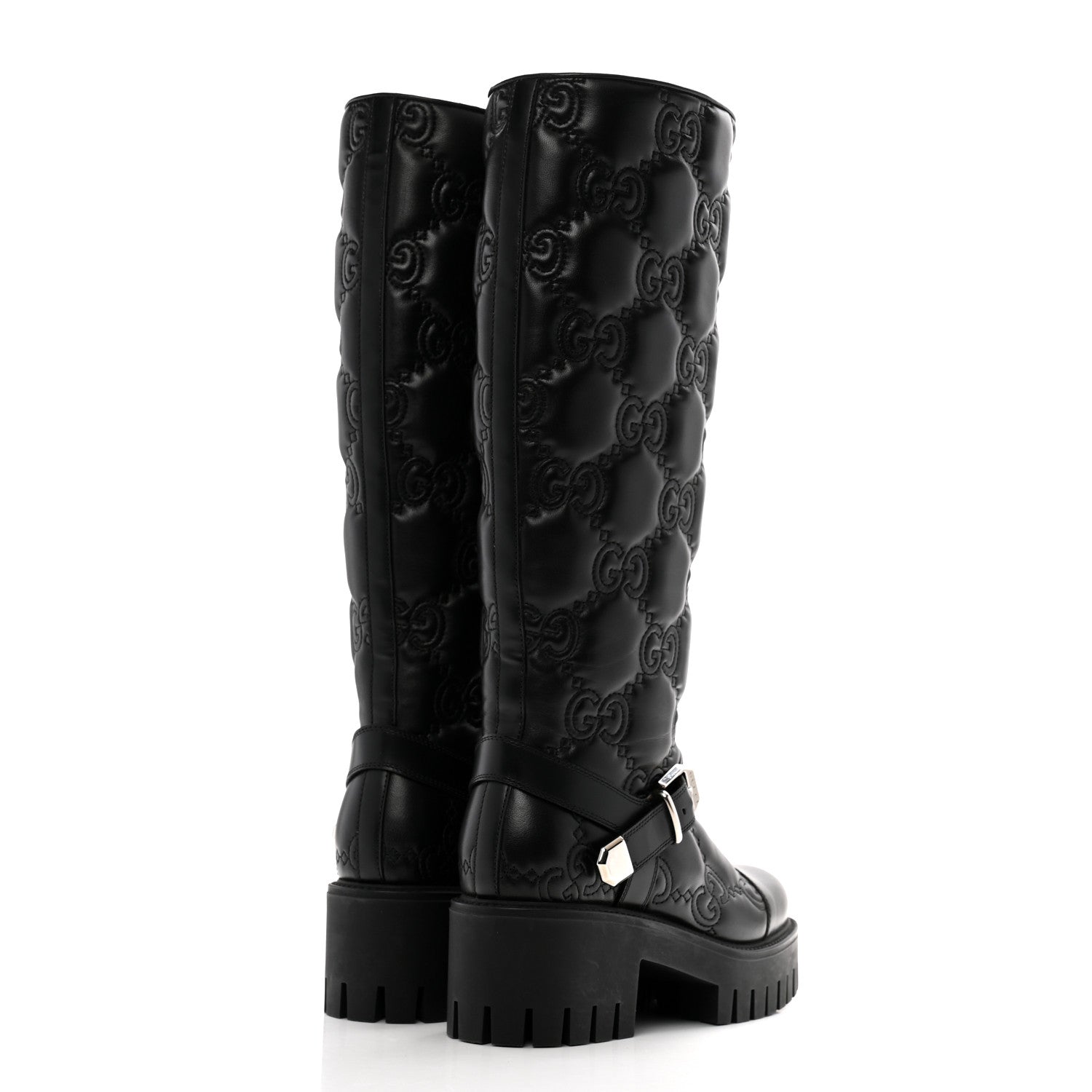 Gucci Cordovan Lux Nappa GG Matelasse 60mm Knee High Boots 36.5 Black 4 of 10