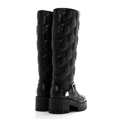 Gucci Cordovan Lux Nappa GG Matelasse 60mm Knee High Boots 36.5 Black 4 of 10