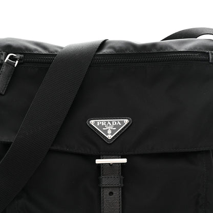 Prada Nylon Vela Saffiano Single Buckle Messenger Shoulder Bag Black 8 of 10