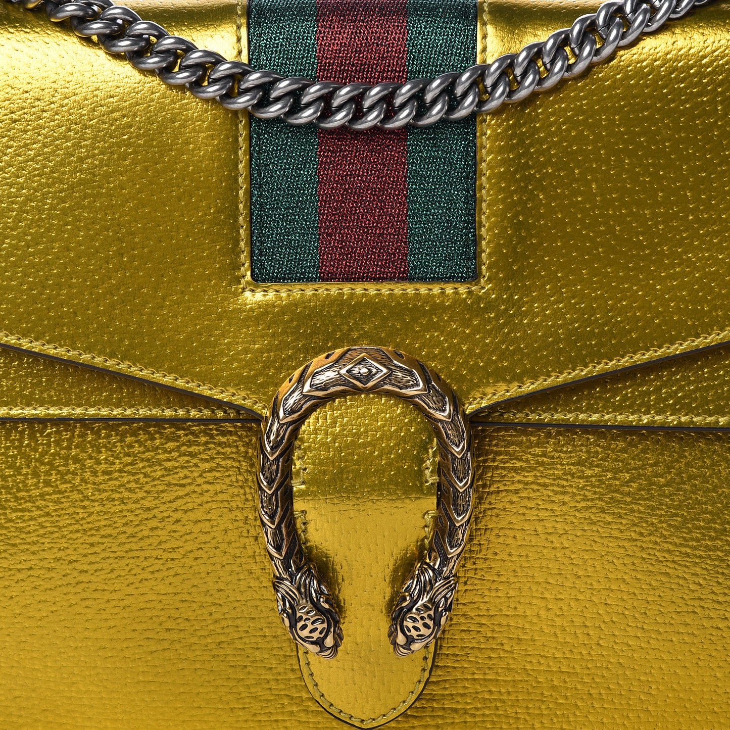 Metallic Calfskin Medium Dionysus Shoulder Bag Yellow