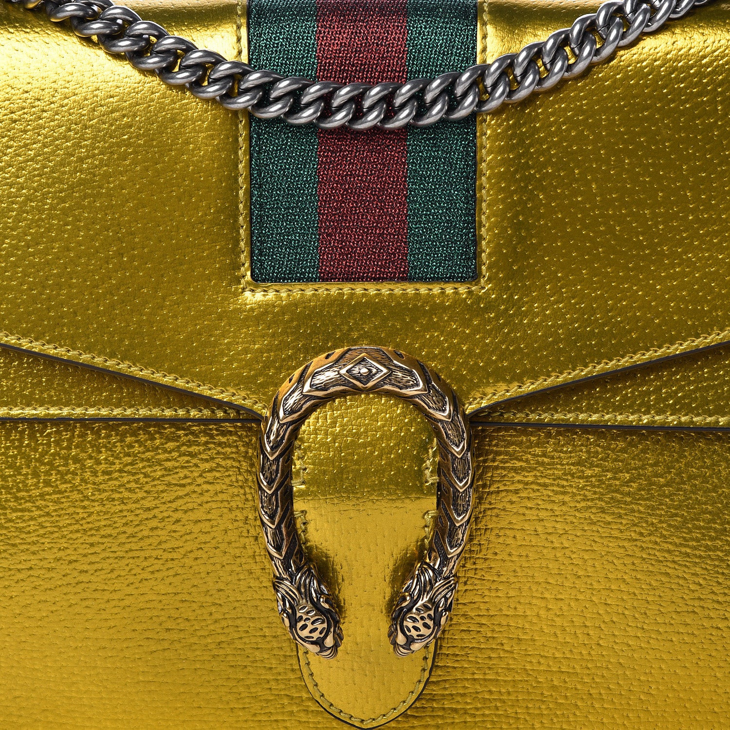 Gucci Metallic Calfskin Medium Dionysus Shoulder Bag Yellow 8 of 12