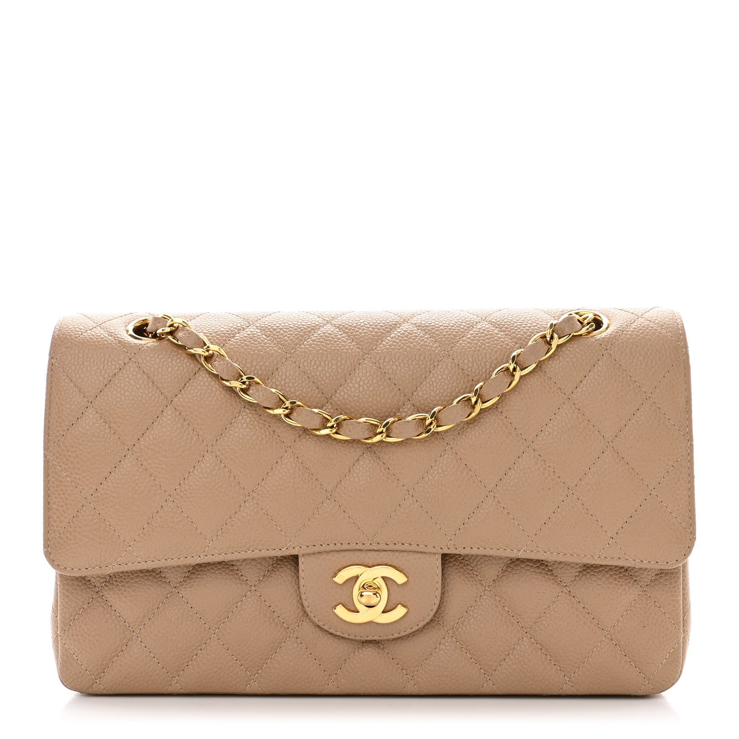 Chanel Caviar Quilted Medium Double Flap Beige 1 of 13