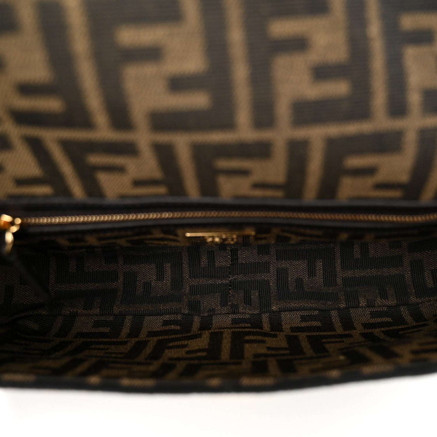 Fendi Fabric Jacquard FF 1974 Medium Baguette Tobacco Moro Black 5 of 12