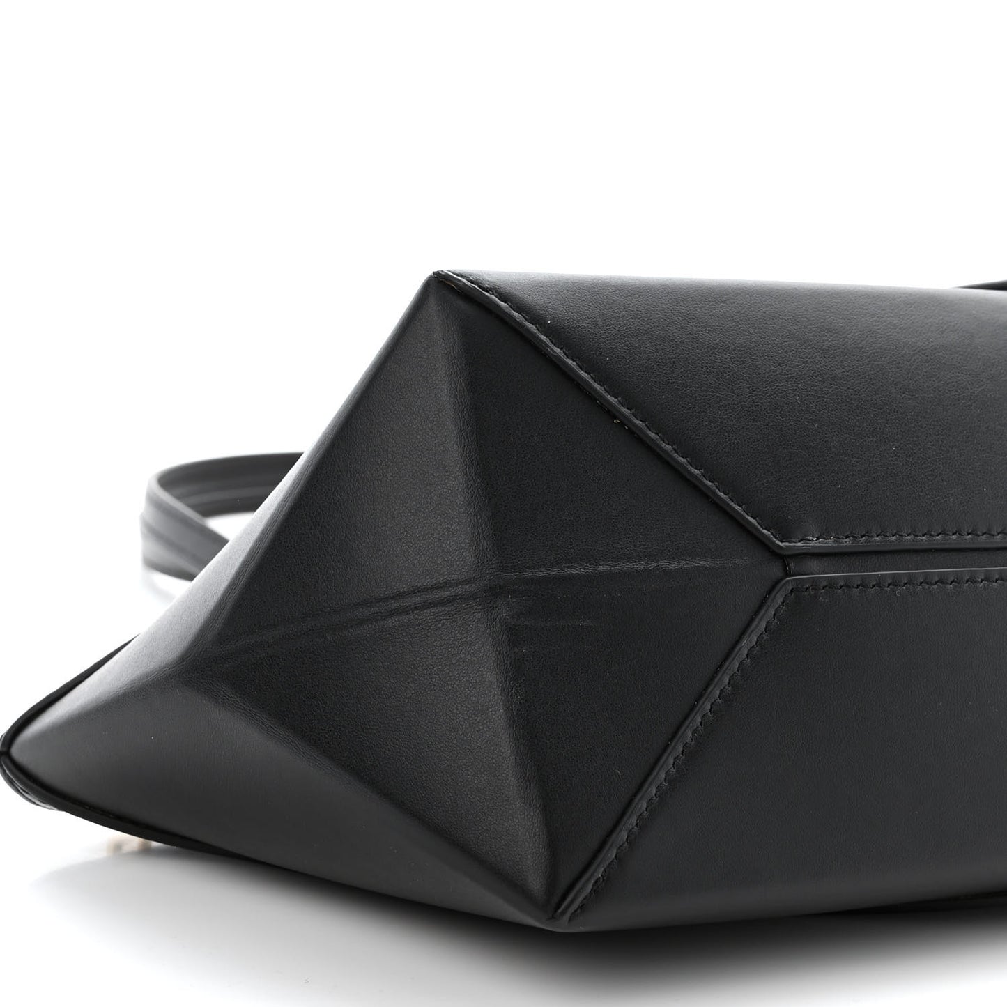 Shiny Calfskin Mini Cropped Puzzle Fold Tote Black