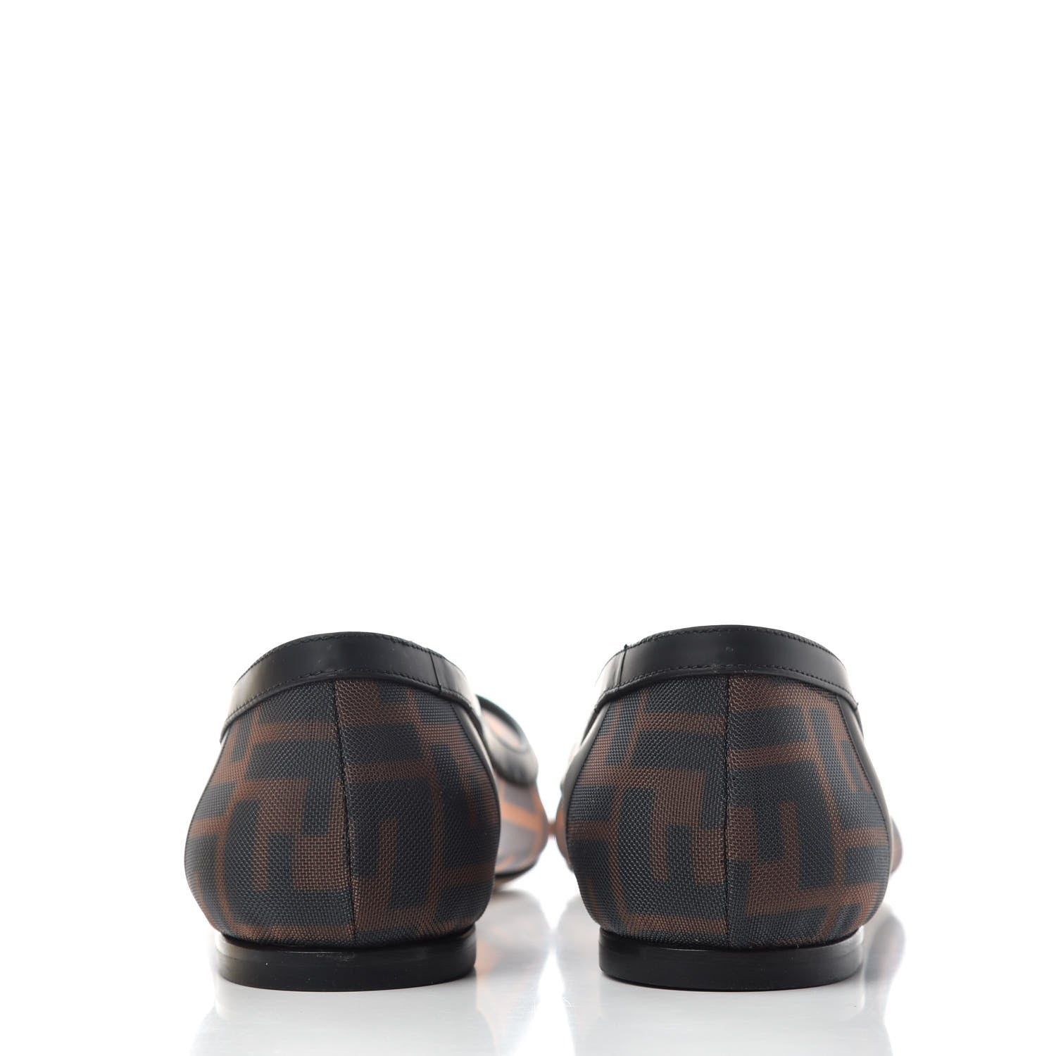 Fendi Mesh FF Skimmer Ballerina Flats 39 Tobacco Moro Black 7 of 10