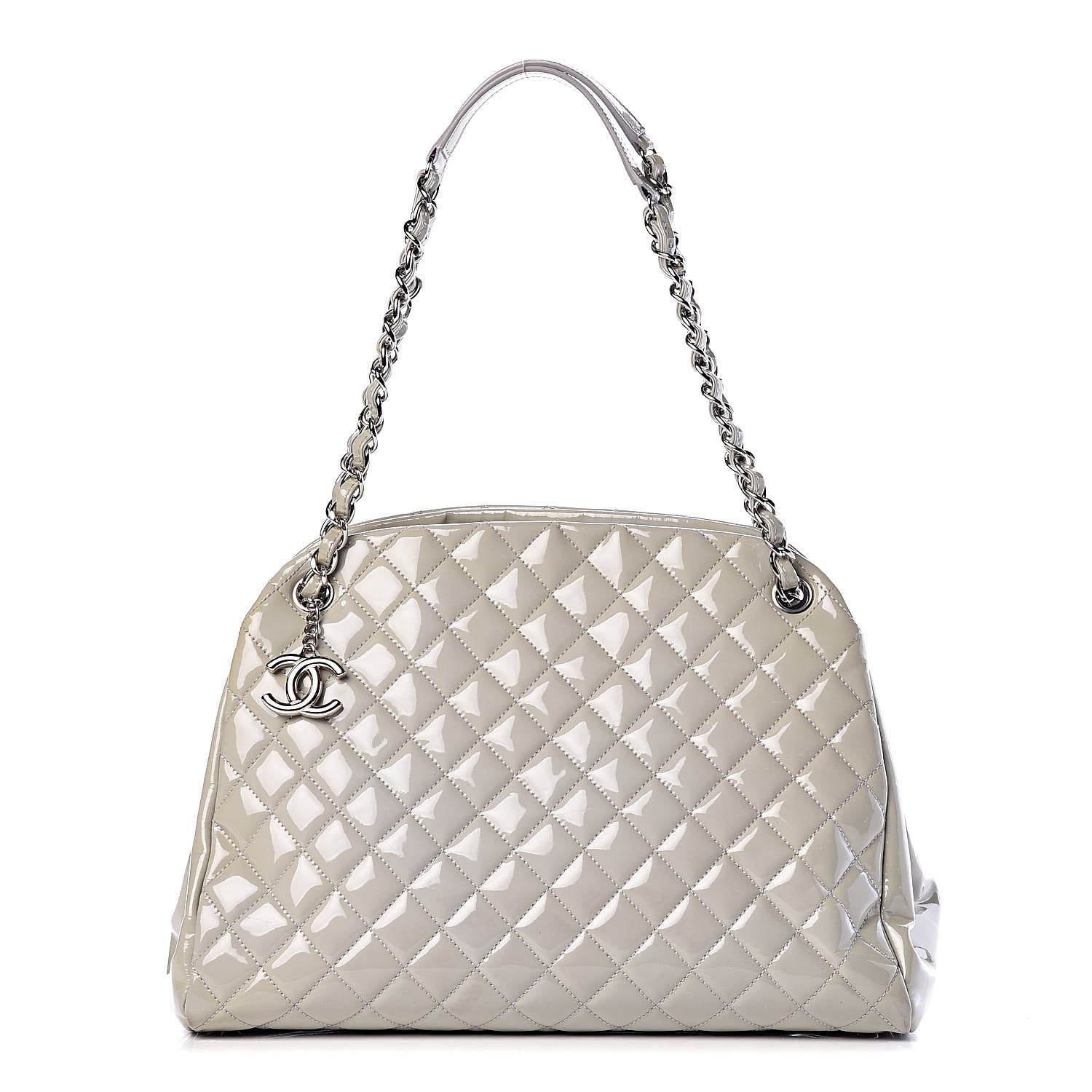 Chanel Patent Quilted Large Just Mademoiselle Bowling Bag Grey 1 of 10