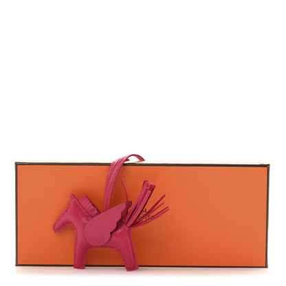 Hermes Milo Lambskin Grigri Rodeo Pegase Horse Bag Charm PM Framboise 5 of 5