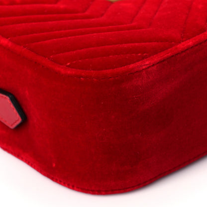 Gucci Velvet Matelasse Small GG Marmont Chain Shoulder Bag Hibiscus Red 9 of 10