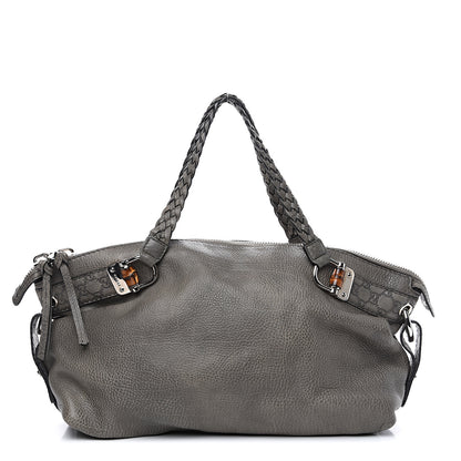 Gucci Calfskin Medium Bamboo Bar Shoulder Bag Grey 1 of 12