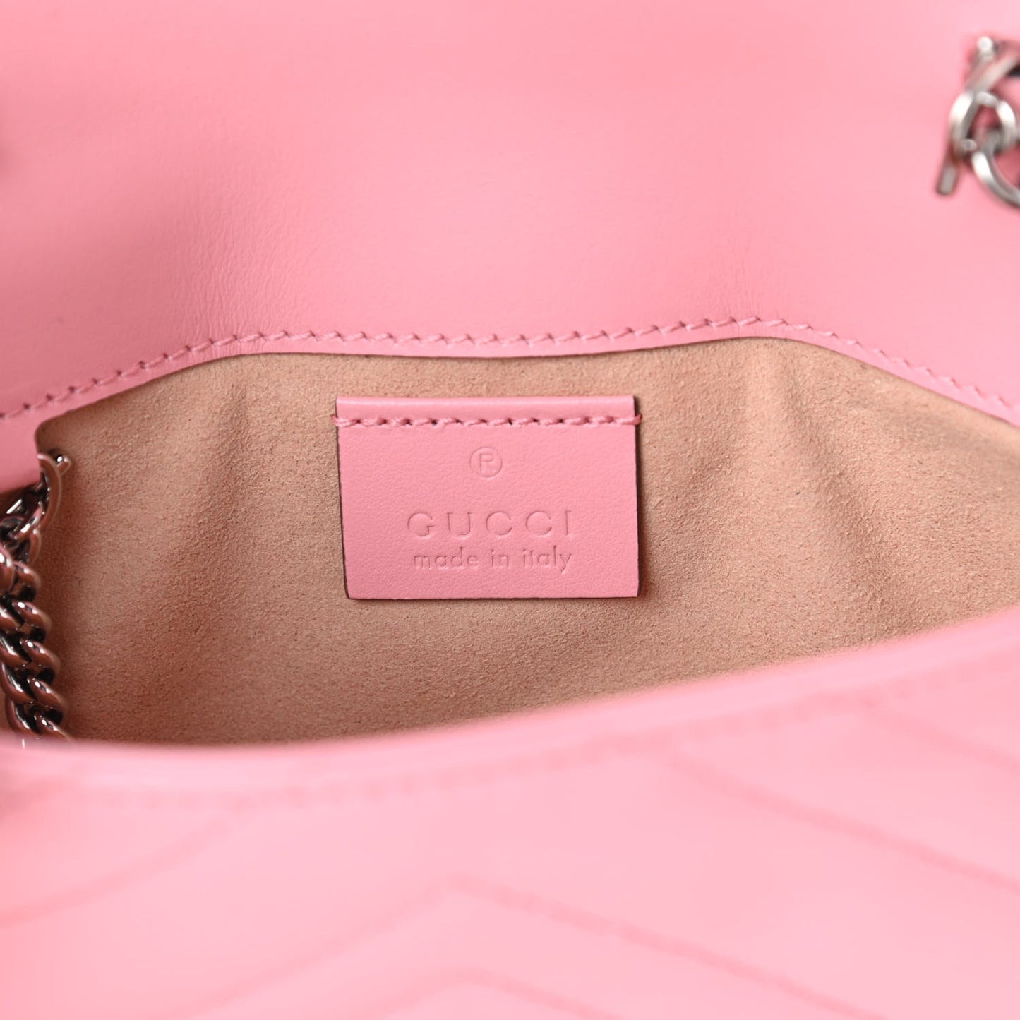 Calfskin Matelasse Super Mini GG Marmont Shoulder Bag Wild Rose