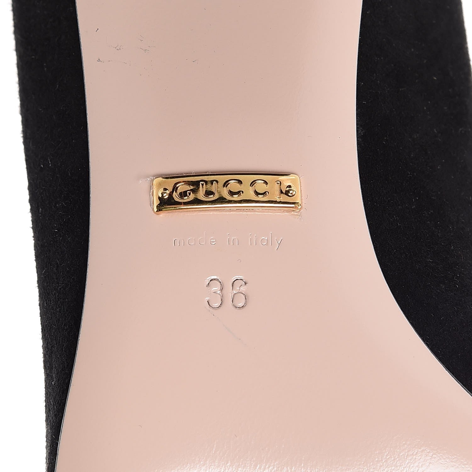 Gucci Kid Scamosciato GG Marmont Fringe 50mm Loafer Pumps 36 Black 7 of 9