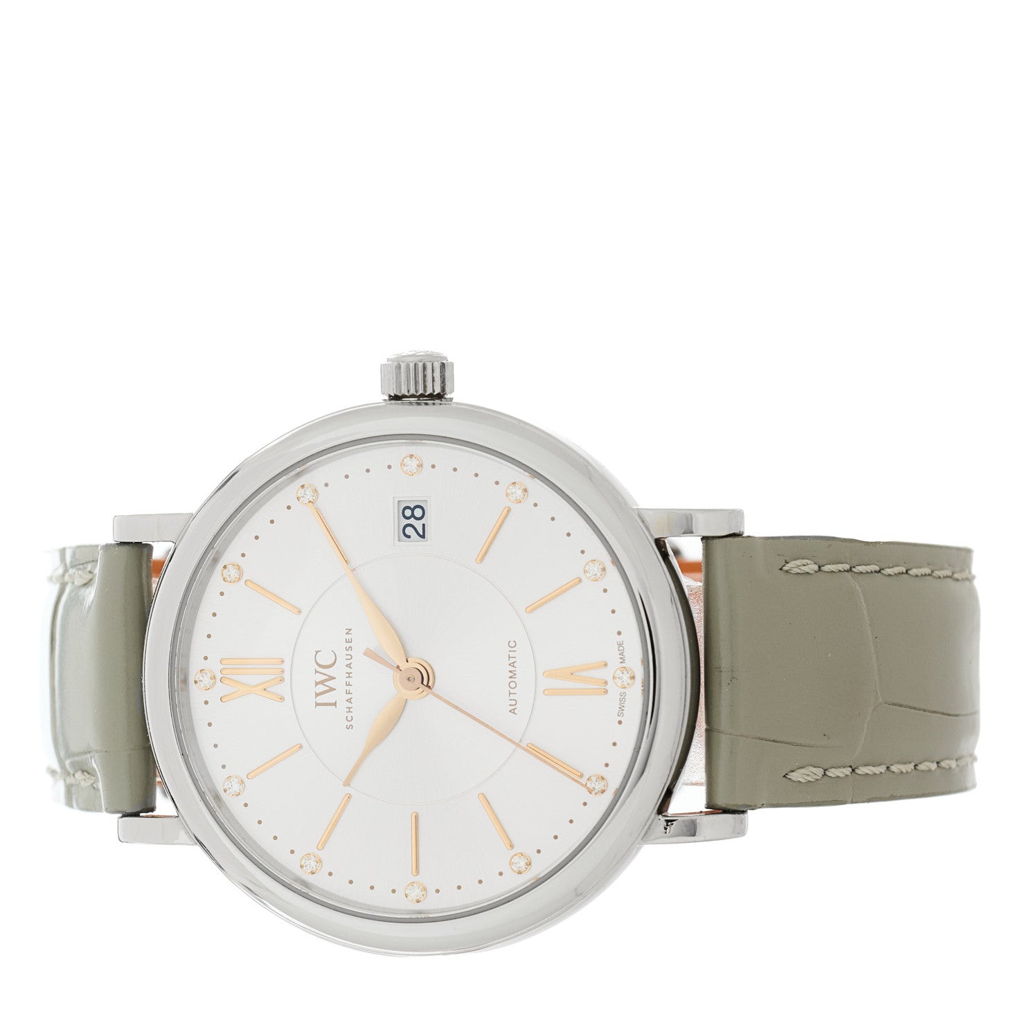 IWC Stainless Steel Crocodile Diamond 37mm Portofino Automatic Watch IW458101 2 of 4
