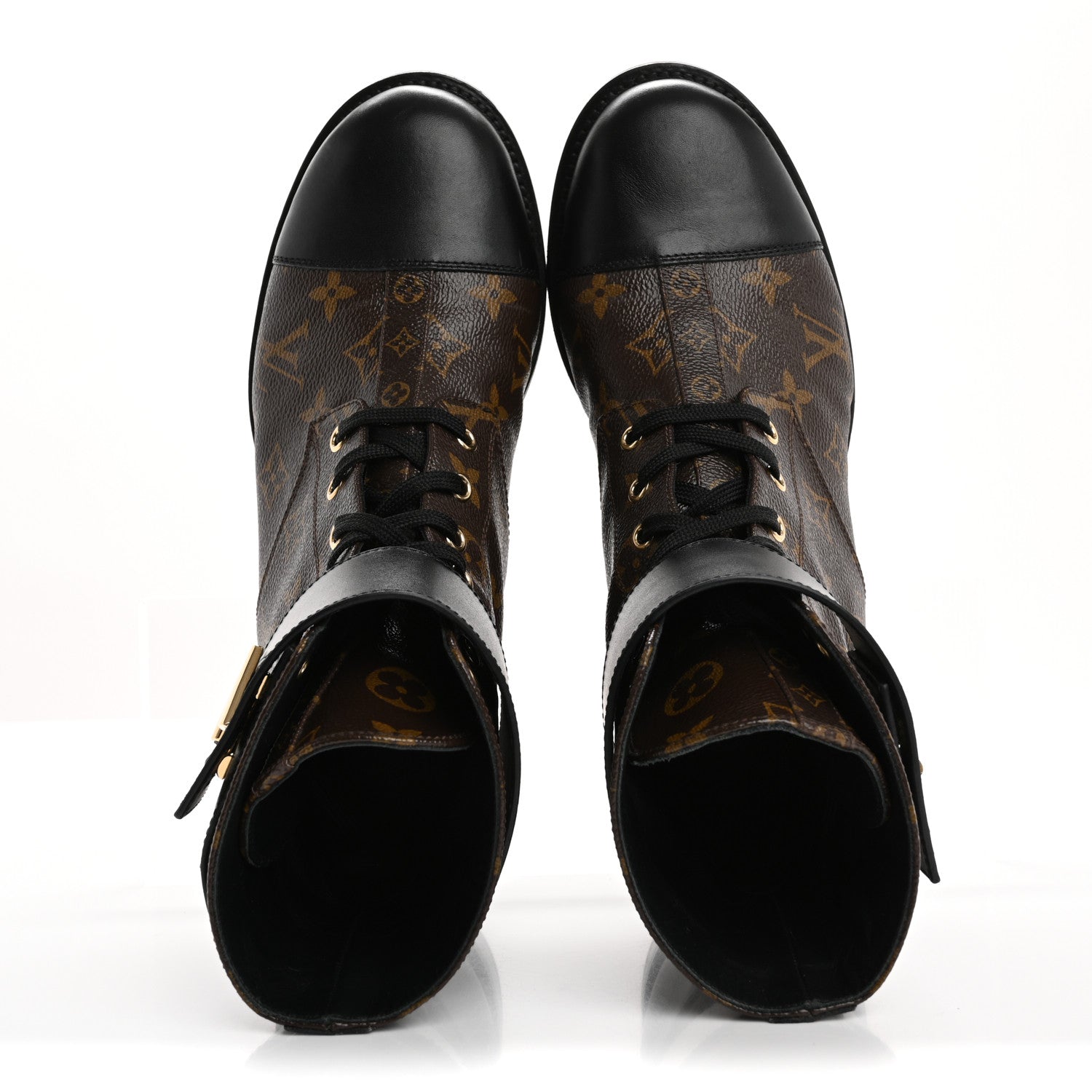 Louis Vuitton Calfskin Monogram Wonderland Flat Ranger Boots 41 Black 2 of 12